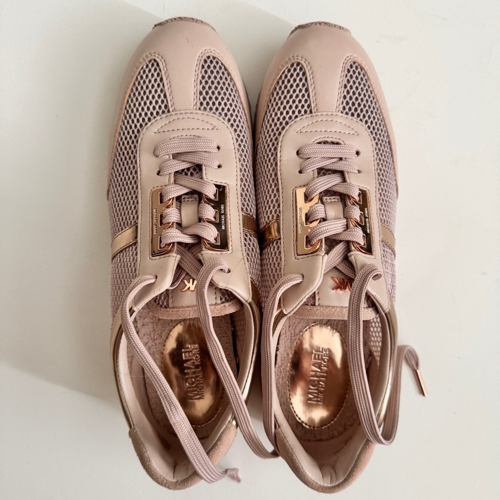 MICHAEL Michael Kors - Maggie Mesh Trainer Sneakers in Pink and Rose Gold - Picture 4 of 9